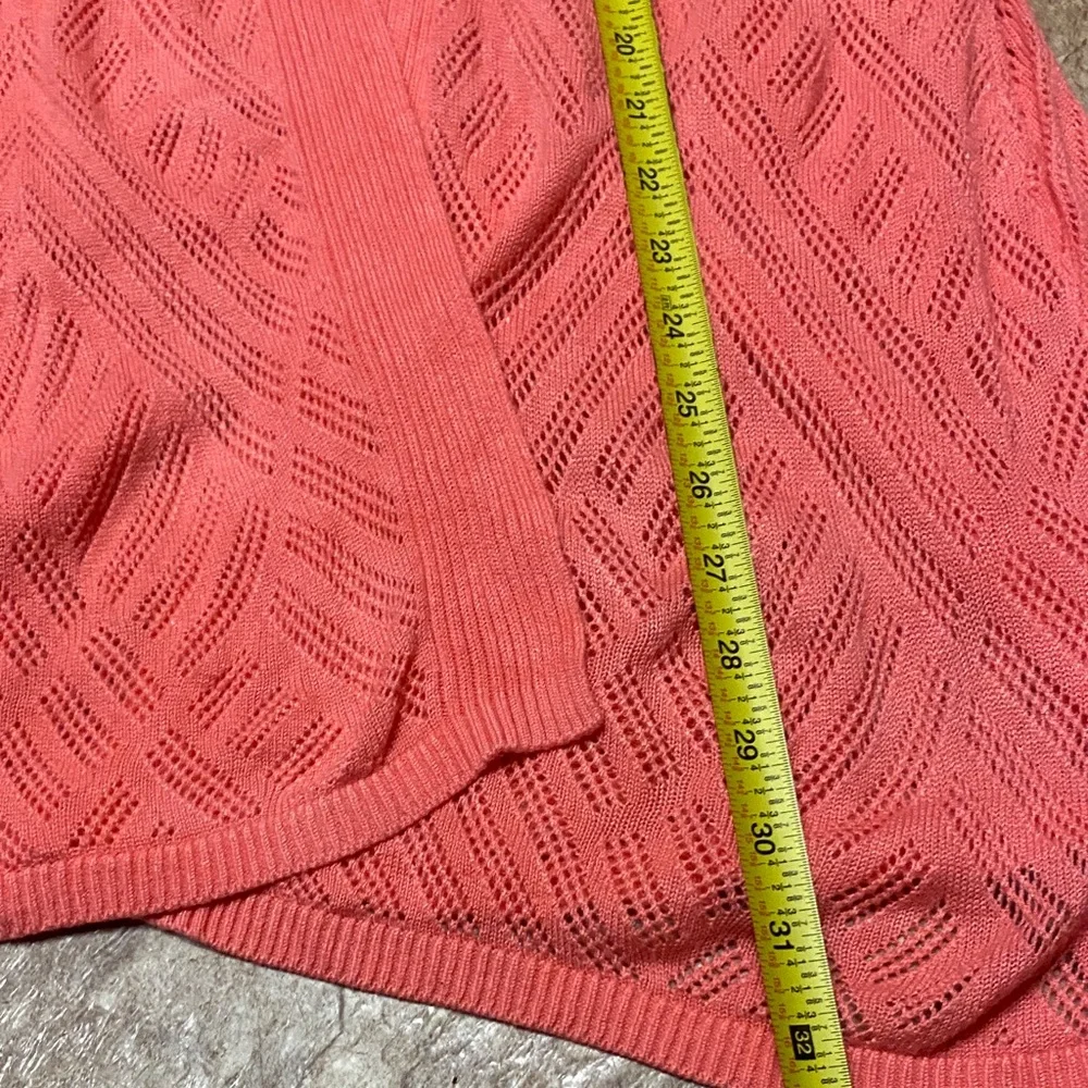 Croft & Barrow Vibrant Coral Size Medium Open Knit Cardigan Spring - Picture 6 of 9